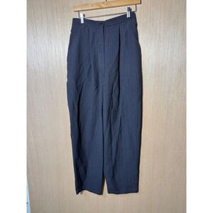 Eileen Fisher Pinstripe Wool Blend High Waist 90's Wide Leg Trousers Pants M